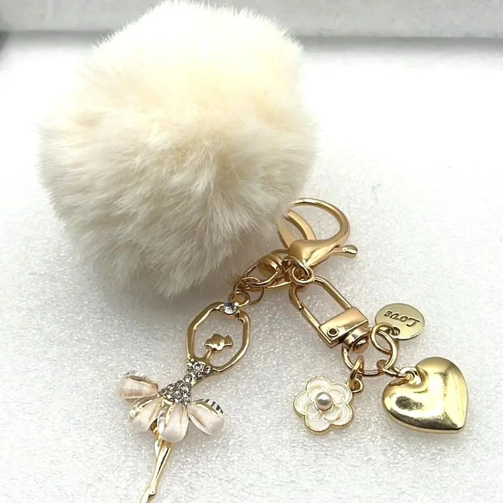 Fairy, Pom Pom, Flower, Heart & Love Disc Keychain Purse Charm- NEW!